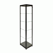 Vitrine colonne cadre aluminium noir et verre trempé 40x40x180 cm