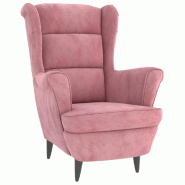 Décoshop26 - Fauteuil lounge design et moderne extra confort en velours rose DEC028666 - 3000256991265