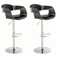 Décoshop26 - Lot de 2 tabourets de bar design scandinave en PVC noir et structure en bois gris 10_0004245 - gris 3000252006215 Décoshop26 - Lot de 2 tabourets de bar design scandinave en PVC noir et structure en bois gris 10_0004245 - gris 3000252006215