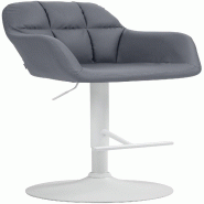 Décoshop26 - Tabouret de bar chaise haute x1 fonction rotation 360° en similicuir gris avec coutures décoratives piètement métal 10_0006800 - gri