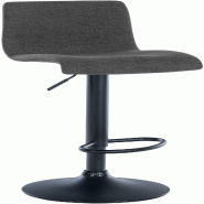 Décoshop26 - Tabouret de bar x1 design simple avec repose-pieds en tissu gris foncé pieds en métal noir 10_0004557 - gris métal 3000252175157