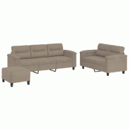 Ensemble de canapés 3 pcs avec coussins taupe tissu microfibre Modèle Wervessa - 8721012073111