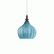 Gea Luce Lampe À Suspension Cleofe S/11 Cobalt - Structure En Métal Noir Mat Avec Verre Transparent 1Xe27 Max 60W Ip20 - Gealuce - bleu CLEOFE S/11