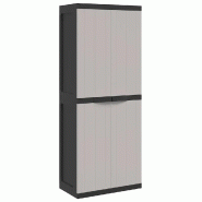 Helloshop26 - Armoire de rangement d'extérieur compacte 65 x 37 x 165 cm verrouillable design moderne en PP gris 02_0047410 - gris 3000234762948