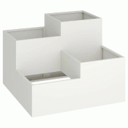 Helloshop26 - Cache-pot de jardin rectangulaire moderne format 80 x 80 x 60 cm ambiance chic en acier blanc 02_0052068 - blanc métal 3000237231274