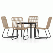 Helloshop26 - Ensemble de salle à manger de jardin meuble extérieur 5 pièces chêne 02_0013767 - verre 3000750482726