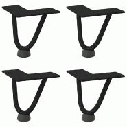 Helloshop26 - Lot de 4 pieds en épingle à cheveux pour table basse design moderne 10 x 12 x 12 cm en acier massif noir 02_0056707 - noir acier 30002