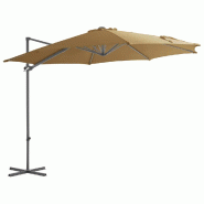 Helloshop26 - Parasol meuble de jardin en porte-à-faux avec mât en acier 300 cm taupe 02_0008613 - acier 3000459447767