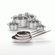 Lot de 3 Poêles 24/28/32cm et 5 Faitouts 12/14/16/20/24cm Elo Bistro Line - gris 3176239986587