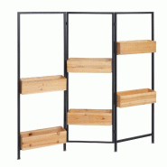 Mendler Séparation de pièce avec bac à plantes HWC-L32, bac à fleurs Séparateur de pièce, bois-acier 116x118cm ~ Structure noire, teinte naturel