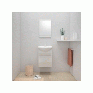 Meuble simple vasque l.42 x h.60 x p.25 cm, blanc, aroa