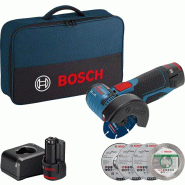 Meuleuse d'angle 12 v gws 12v-76 professional + 2 batteries 2 ah + chargeur + sac à outil soft bag BOSCH 06019f200c - 850837 Meuleuse d'angle 12 v gws 12v-76 professional + 2 batteries 2 ah + chargeur + sac à outil soft bag BOSCH 06019f200c - 850837