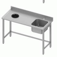 Plonge inox adossée avec 1 bac à droite sans étagère avec trou vide... - P930936130