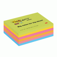 Post-it Super Sticky Meeting Notes, Pack de 4 Blocs, 45 Feuilles par Bloc, 203 mm x 152 mm, Vert, Rose, Jaune, Orange Couleurs - Notes Super Adhésive