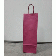 Sac kraft 1 bouteille bordeaux poignées torsadées 14x8,5x39.5 cm - par 50