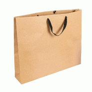Sac luxe kraft naturel anses coton noir 52+10x42cm - par 50