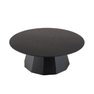 TABLE BASSE RONDE NOIRE DILA 90 CM / PIEDS POLYGONAL