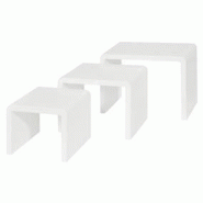 Tables gigognes blanc laqué - L39xP30xH29 - L49xP30xH35 - L59xP30xH41 cm - set de 3