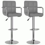 VidaXL Tabourets de bar lot de 2 gris similicuir Modèle Aero Vision Élite - 334598