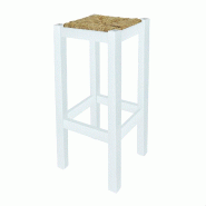 WellHome - Tabouret rustique carré haut en bois finition blanche 32,5x32,5x70 cm - blanc WH13185_0