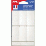 Apli Lot de 5 Pochette de 18 étiquettes solubles blanches, format 25 x 50 mm - 3270241025453