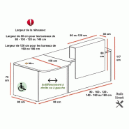 Bureau d'accueil Pano avec partie PMR - Ofitres - 160, Blanc, Blanc brillant