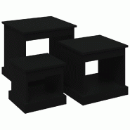 Décoshop26 - Set de 3 tables basses d'appoint en bois d'ingénierie noir DEC040453 - noir Bois massif 3000264942983
