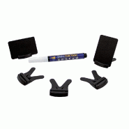 Etiquette noire 8x5.5cm+socle+1 marqueur craie Indoor pte ronde 2mm - par 25
