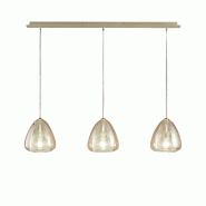 Fabas Luce Suspension Britton En Métal Et Verre Borosilicate, Couleur Ambre, Douille E27 3X40W, Design Moderne Et Élégant Pour L'Intérieur, Ip20 -