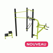 Station Combo 3-6 avec agrès extérieurs : Barre traction, TRX, Battle Rope, Chaise romaine, Steps - Gamme stations COMBO Station Combo 3-6 avec agrès extérieurs : Barre traction, TRX, Battle Rope, Chaise romaine, Steps - Gamme stations COMBO
