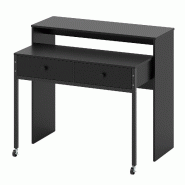Helloshop26 - Bureau d'ordinateur rétractable 100 x 63 x 88 cm gain de place avec tiroirs et roulettes moderne en bois manufacturé 20_0015378 - mét