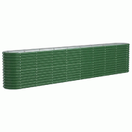 Helloshop26 - Lit surélevé de jardin ovale grand espace extérieur 332 x 40 x 68 cm en acier enduit de poudre vert 02_0046568 - vert acier 300023430