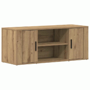 Helloshop26 - Meuble TV rectangulaire moderne avec rangement pratique 100 x 35 x 40 cm en bois d'ingénierie chêne artisanal 02_0051812 - Bois massif