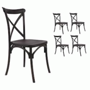 Kosmi Lot de 4 chaises noires style BISTROT en résine polypropylène - 3760301692201 Kosmi Lot de 4 chaises noires style BISTROT en résine polypropylène - 3760301692201