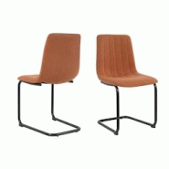 Möbilia Chaises cantilever, lot de 2 | Revêtement en tissu texturé | Structure métallique | L 43 x P 53 x H 87 cm | Marron – noir - multicolore Möbilia Chaises cantilever, lot de 2 | Revêtement en tissu texturé | Structure métallique | L 43 x P 53 x H 87 cm | Marron – noir - multicolore