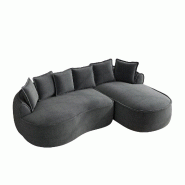 Merax Canapé modulaire Cloud en forme de L, assise très profonde, large rembourrage, avec méridienne gauche et coussin, chenille, gris - W3325S00286