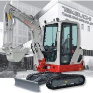 Mini-pelle en acier avec poste de conduite spacieux et de commandes par joystick hydrauliques  - Takeuchi  TB225