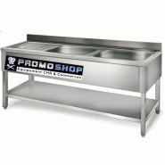 Plonge en inox 2 bacs et 1 égouttoir - Profondeur 60 ou 70 cm - Table de rinçage avec plan de travail en acier inoxydable Plonge en inox 2 bacs et 1 égouttoir - Profondeur 60 ou 70 cm - Table de rinçage avec plan de travail en acier inoxydable
