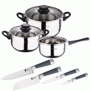San Ignacio - Batterie de cuisine 16/18/20cm avec Set de 4 Couteaux de Cuisine - multi-matériau PK665