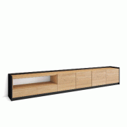 SKRAUT HOME Meuble TV, Banc Télé, 310x50x37 cm, Pour les TV jusqu'à 80", Meubles de salon, Chêne et noir - beige Bois manufacturé 691_1