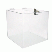 Urne en PMMA 25x25x25cm - Fermeture avec serrure - Transparent