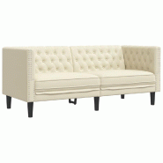 VidaXL Canapé Chesterfield 2 places crème similicuir Modèle Kervelis - 372660