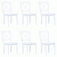 VidaXL Chaises à manger lot de 6 blanc bois d'hévéa massif Modèle Farella - 277543