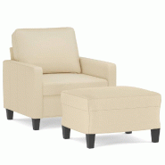VidaXL Fauteuil avec repose-pied Crème 60 cm Tissu Modèle Vega Executive Chic - 8721012059986