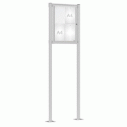 Vitrine Classique anodisé sur poteaux - simple face - 4 à 21 A4 - Plexichoc - porte battante réversible ou levante_0