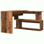 Bureau d'angle vieux bois 200,5x50x76 cm bois d'ingénierie Modèle Milan Premium - 8721158434913