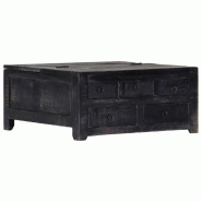 Décoshop26 - Table basse design vintage industriel carrée en bois de manguier massif noir 5 tiroirs et plateau relevable DEC039726 - noir Bois massi