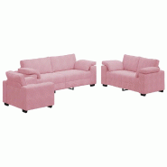 Ensemble de canapés 3 pcs avec coussins Rose Velours Modèle Vega Flex Plus - Matériau naturel 8721158678492