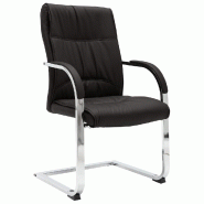 Helloshop26 - Chaise fauteuil siège de bureau informatique étude cantilever similicuir noir 02_0023996 - noir polyester 3000214629865