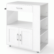 Helloshop26 - Chariot de cuisine mobile 75 x 46 x 90,5 cm avec tiroir et compartiment ouvert style moderne en bois manufacturé blanc - vert Bois mass